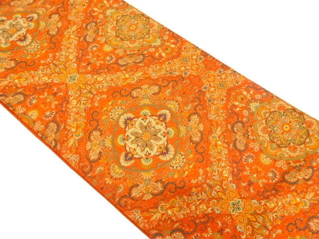 JAPANESE KIMONO / VINTAGE FUKURO OBI / SILK / WOVEN FLOWER CREST